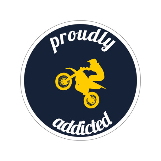 Dirt Biker Wheelie - 3.5" Kiss-Cut Sticker - Proudly Addicted