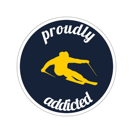 Carving Skier - 3.5" Kiss-Cut Sticker - Proudly Addicted