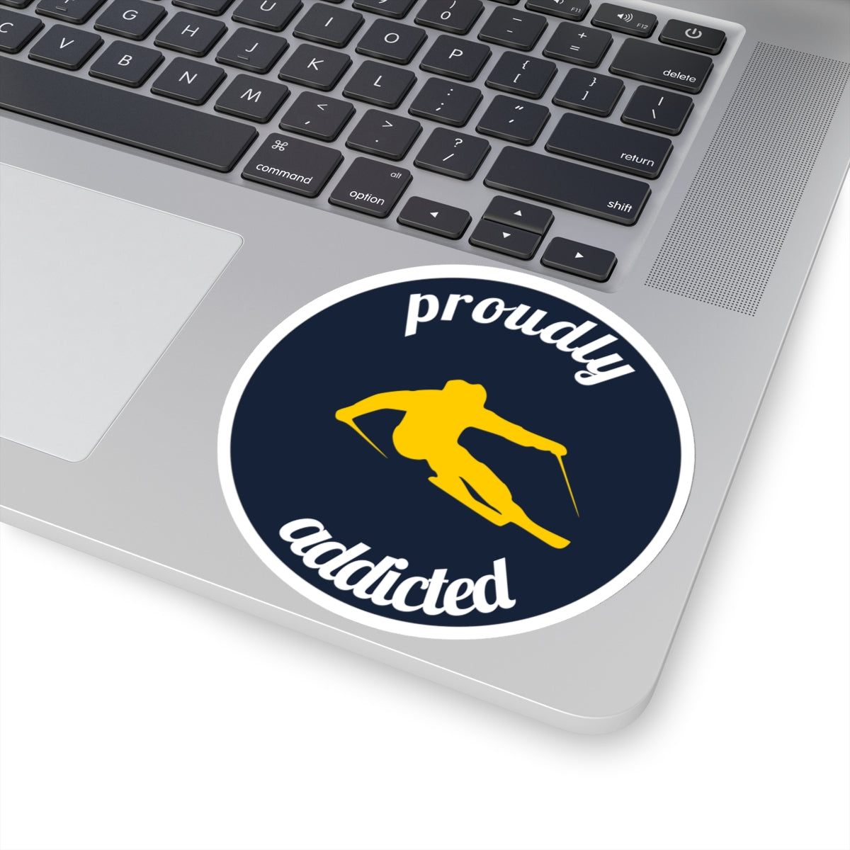 Carving Skier - 3.5" Kiss-Cut Sticker - Proudly Addicted