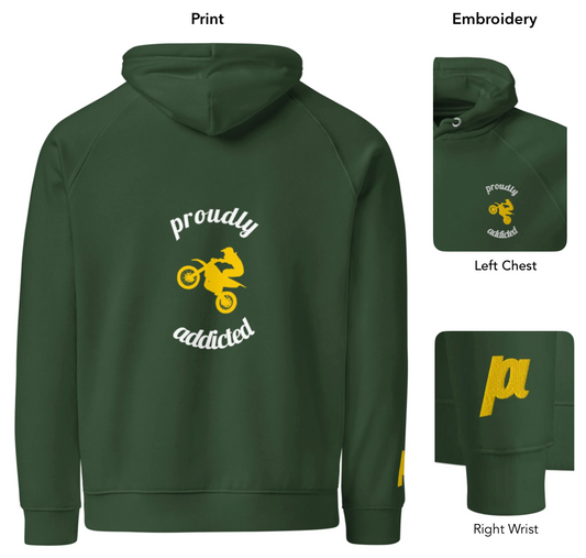Wheelie - Eco Hoodie - Proudly Addicted
